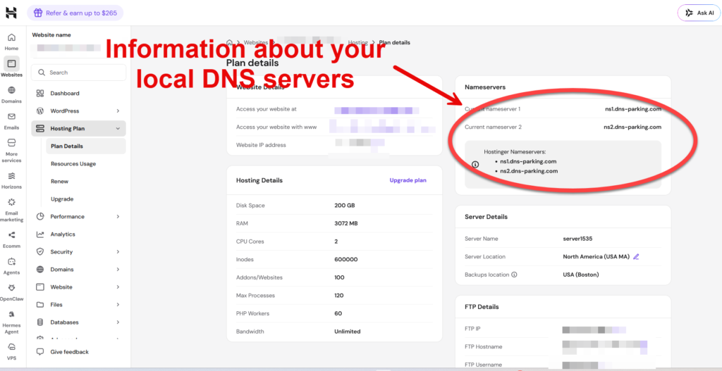 Local DNS Servers Hostinger