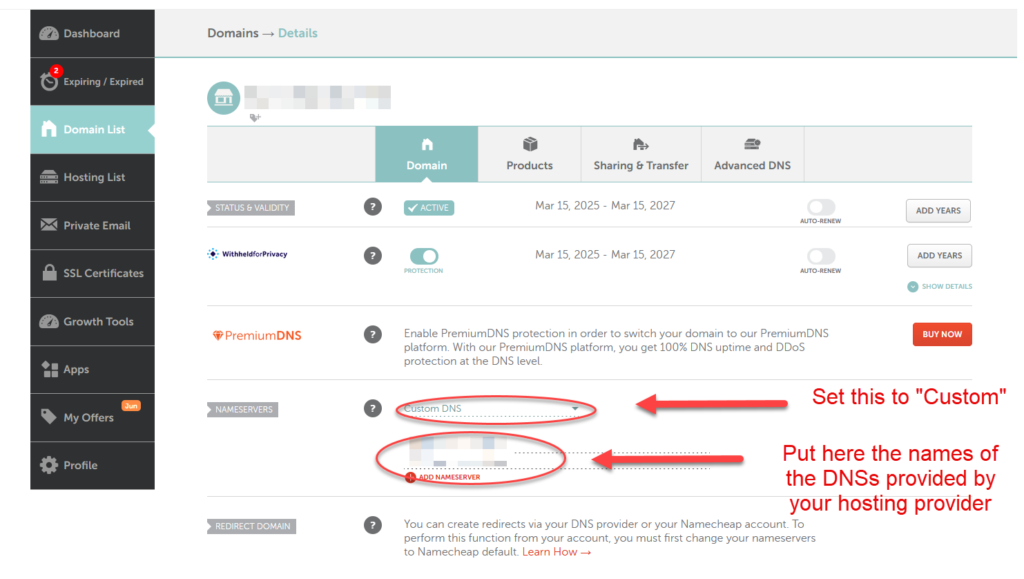 Namecheap DNS Settings